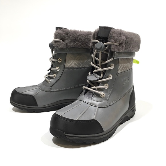 UGG BUTTE II CWR SNOW BOOTS -METAL GRAY WATERPROOF LEATHER -KIDS US 4 -NEW - Picture 5 of 11